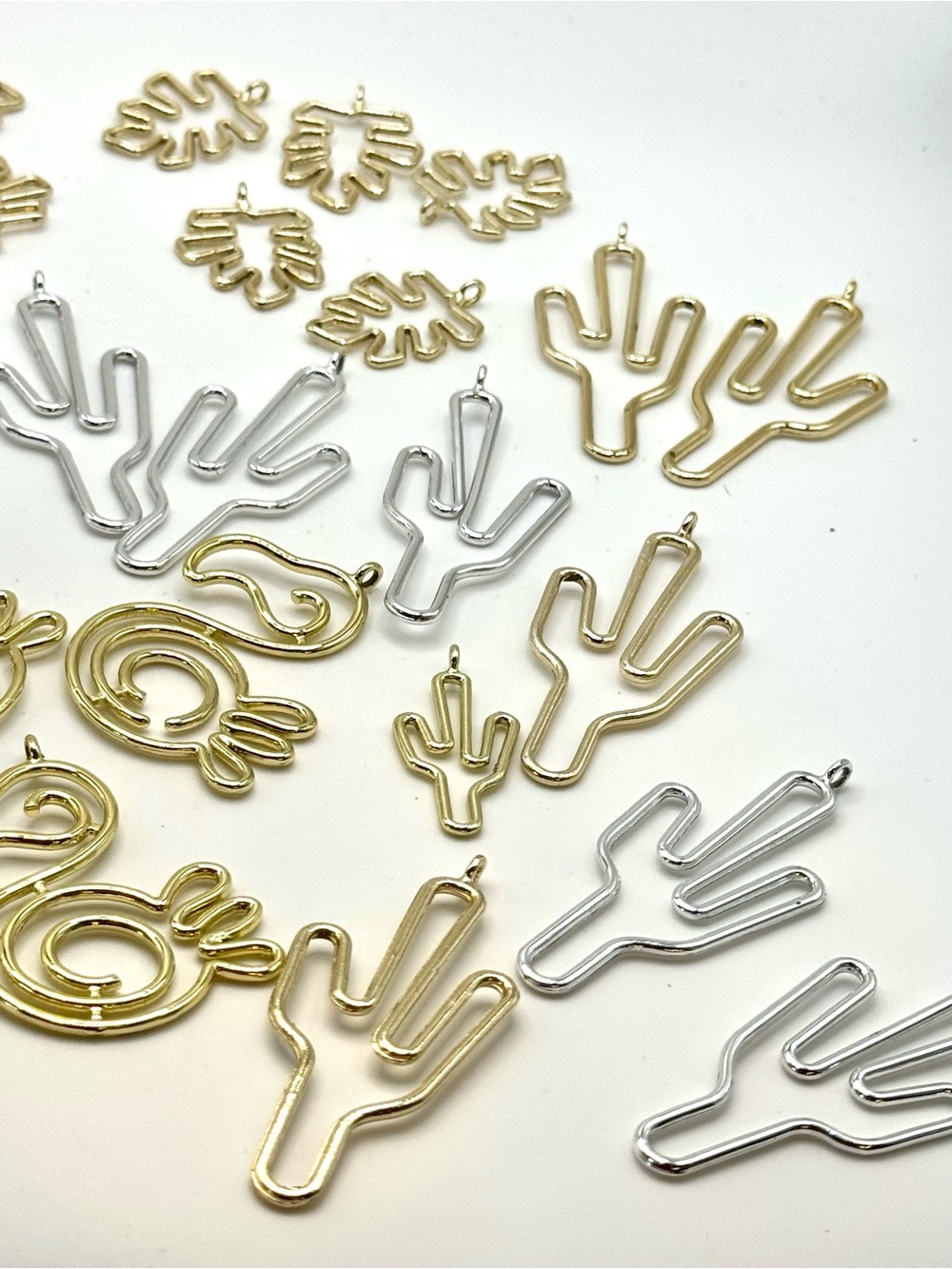 34 pc Alloy Charms for Crafting - cactus, flamingo and monstera plant